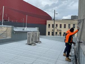 Elevated Bird netting to prevent seagulls nesting on a roof in Dandenong 8